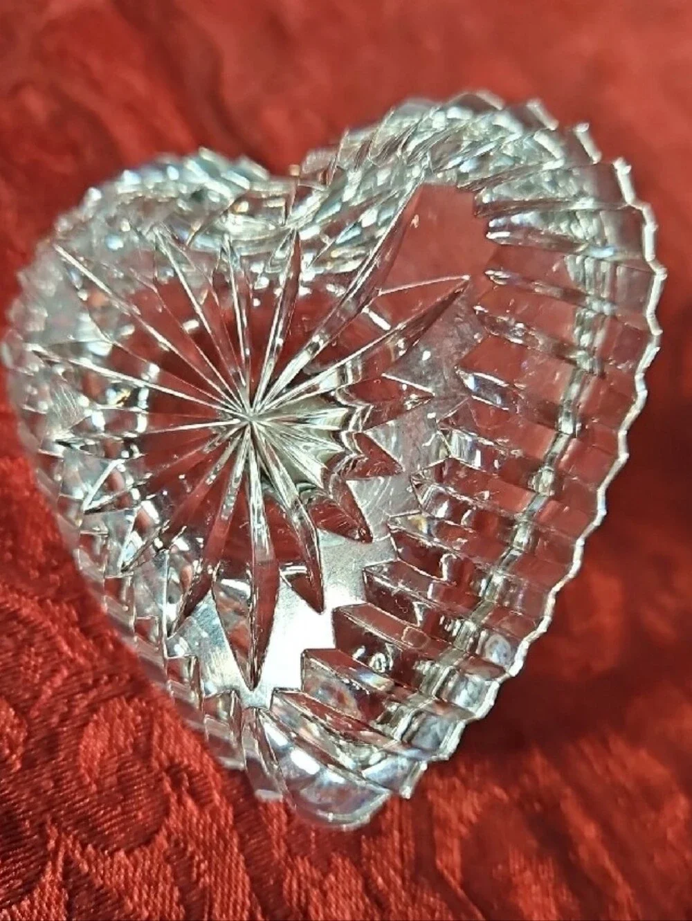 Vintage Waterford Crystal Heart Shaped Ring Holder Dish - Signed - Stunning